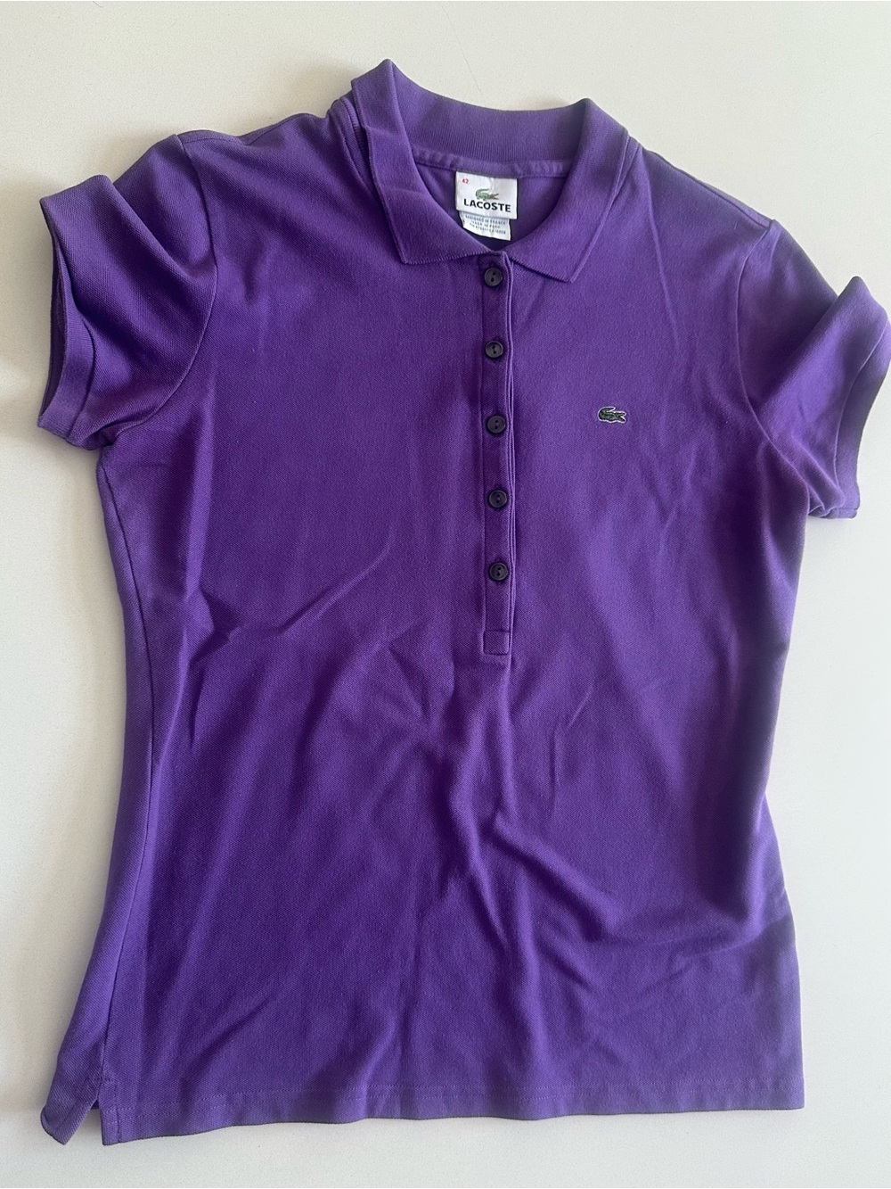 Women’s Lacoste Purple Slim Fit 5-Button Polo - Size 42 - fits like small/medium